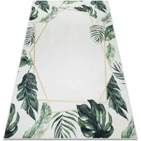 Rugsx Tapis lavable ANDRE 1168 Feuilles de monstère, géométrique antidérapant - blanc / vert 160x220 cm