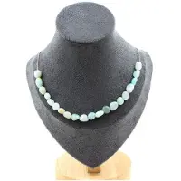 Bijoux Pierres et Minéraux. Collier 20 perles Amazonite du Brésil. Chaine en acier inoxydable Collier femmes, hommes. Taille personnalisab