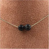 Bijoux Pierres et Minéraux. Collier 2 perles Sodalite 8 mm Chaine en acier inoxydable Collier femmes, hommes. Taille personnalisable.
