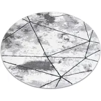 Rugsx Tapis moderne COZY Polygons Cercle, géométrique, triangles - Structural deux niveaux de molleton gris cercle 200 cm