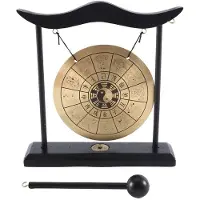 Jojomino Gong de Bureau - Gong en Laiton Feng Shui, Ornement de Bureau avec Support et Maillet, DéCoration D'IntéRieur Chinoise DéLicate, Zodiaque Chinois