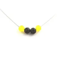 Bijoux Pierres et Minéraux. Collier perles Agate jaune + Lave 8 mm Chaine en acier inoxydable.