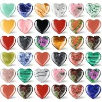 Torribaly Lot de 36 pierres pr?cieuses en forme de c?ur pour la gu?rison des soucis, en vrac, 2 cm, 20 mm, assortiment de mini pierres d'amour sculpt?es