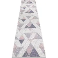 Rugsx Tapis SIZAL SION le tapis de couloir Géométrique, Triangles 3006 tissé à plat ecru / rose 70x200 cm
