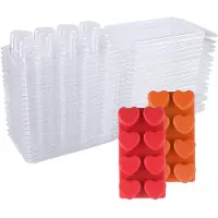Torribaly Récipients de cire fondue - Moules en plastique vides transparents à 8 cavités - Paquets de 25 coquilles en forme de cœur pour tartes fondues.