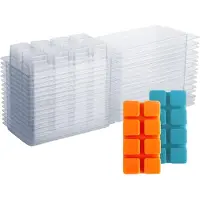 Torribaly Contenants pour cire fondue - Moules en plastique transparents vides à 8 cavités - Paquets de 50 cubes