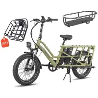 Fafrees FF20 CUV - Vélo cargo électrique - 250 W - 48 V - 24 Ah - Vitesse maximale 25 km/h - Vert - Avec cadre arrière