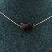 Bijoux Pierres et Minéraux. Collier 2 perles Tourmaline Schorl du Brésil Chaine en acier Collier femmes, hommes. Taille personnalisable.