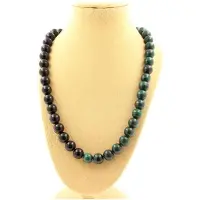 Bijoux Pierres et Minéraux. Collier perles Malachite du Congo qualité 7A + Agate noire 8 mm. Collier femmes, hommes. Taille personnalisabl
