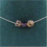 Bijoux Pierres et Minéraux. Collier 3 perles Auralite du Canada. Chaine en acier inoxydable Collier femmes, hommes. Taille personnalisable.