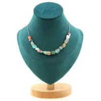 Bijoux Pierres et Minéraux. Collier 15 perles Opale multicolore d'Australie. Chaine en acier Collier femmes, hommes. Taille personnalisabl