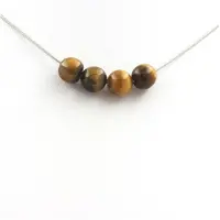 Bijoux Pierres et Minéraux. Collier 4 perles Oeil de Tigre 8 mm Chaine en acier inoxydable.