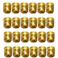 Melitt 24 Bougies Chauffe-Plat à LED Sans Fumée Piles pour la Saint-Valentin, les Mariages, Tables Manger 1,42 X 3,15 Pouces