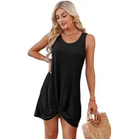 Typecat Robe de plage torsadée noire XXL pour femme