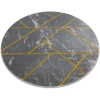 Rugsx Tapis EMERALD exclusif 1012 cercle - glamour, élégant marbre, géométrique gris / or cercle 200 cm