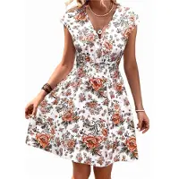 Semoic Robe portefeuille d'été à col en V pour femme