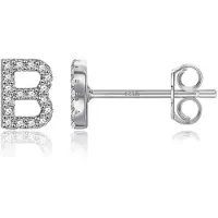 Mono Boucles d'oreilles lettre B Boucles d'oreilles tige en diamant simul CZ Alphabet de mode