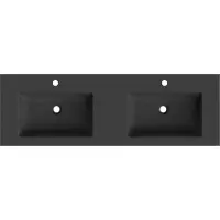 Mexen Otis lavabo double pour montage sur plan de travail 141 x 46,5 cm, noir mat - 25181471D