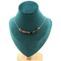 Bijoux Pierres et Minéraux. Collier 10 perles Andalousite des USA. Chaine en acier inoxydable Collier femmes, hommes. Taille personnalisab
