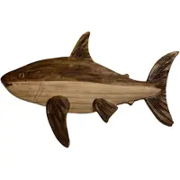 Torribaly Statue décorative en bois représentant un poisson de mer, une baleine, une sculpture, une décoration rustique, une décoration murale, B