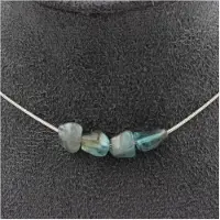 Bijoux Pierres et Minéraux. Collier 4 perles Apatite du Brésil. Chaine en acier inoxydable Collier femmes, hommes. Taille personnalisable.