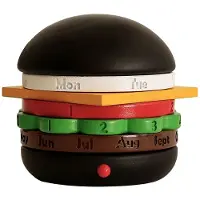 Jojomino Calendrier en Forme de Hamburger, en Bois Massif, Décoration D'Intérieur, Calendrier Rotatif, Décoration de Table, Cadeau Assorti, Calendrier de