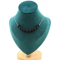 Bijoux Pierres et Minéraux. Collier 10 perles Agate noire 8 mm. Chaine en acier inoxydable Collier femmes, hommes. Taille personnalisable.