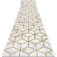 Rugsx Tapis de couloir EMERALD exclusif 1014 glamour, élégant cube crème / or 70 cm 70x220 cm