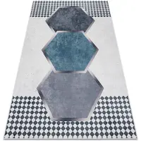 Rugsx Tapis lavable ANDRE 1863 Diamants, géométrique antidérapant - blanc / noir 120x170 cm