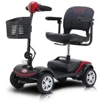 MUVOE Trottinette électrique compacte à quatre roues pour une autonomie de 15 km, 300 W, ROUGE