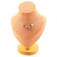 Bijoux Pierres et Minéraux. Collier 5 perles Oeil de faucon d'Afrique du Sud. Chaine en acier Collier femmes, hommes. Taille personnalisab