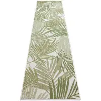 Rugsx Tapis SIZAL SION le tapis de couloir, Feuilles de palmier, tropical 2837 tissé à plat ecru / vert 70x250 cm