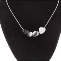 Bijoux Pierres et Minéraux. Collier Jaspe zèbre du Brésil 4 Perles Chaine en acier inoxydable.