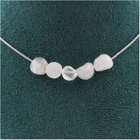 Bijoux Pierres et Minéraux. Collier 5 perles Pierre de lune d'Inde Chaine en acier inoxydable Collier femmes, hommes. Taille personnalisab
