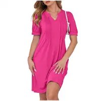 Semoic Haut d'été décontracté à manches courtes bouffantes et col en V pour femme