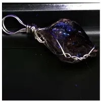 Bijoux Pierres et Minéraux. Collier Quartz pétrole brut. Argent 925.