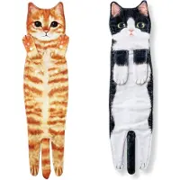 Tlily Serviettes de toilette amusantes en forme de chat pour salle de bain et cuisine, A+B