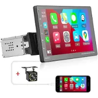 Podofo Autoradio - - 1Din 9 pouces - CarPlay &amp; Android Auto - Écran tactile amovible - Caméra de recul étanche