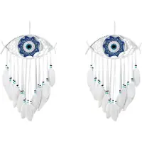 Spactz Lot de 2 attrape-rêves en macramé tissé à la main pour chambre à coucher, décoration murale, porte-bonheur, cadeau idéal