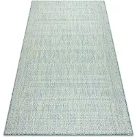 Rugsx Tapis SIZAL SION Diamants 22184 tissé à plat vert / bleu / ecru 80x150 cm