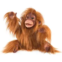 Folkmanis Marionnette main b b orang-outan orange-marron