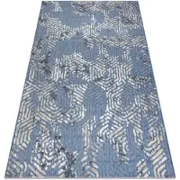 Rugsx Tapis Structural SOLE D3841 hexagones - tissé à plat bleu / beige 200x290 cm