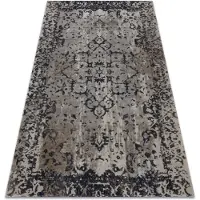 Rugsx Tapis moderne MUNDO E0681 ornement, cadre vintage extérieur beige / noir 180x270 cm