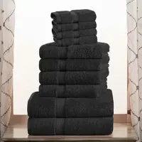 Superior Ensemble de 10 serviettes en coton égyptien de qualité supérieure comprenant 2 serviettes de bain, 4 serviettes pour les mains et 4 serviettes po