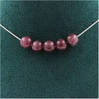 Bijoux Pierres et Minéraux. Collier 5 perles Lépidolite 8 mm. Chaine en acier inoxydable Collier femmes, hommes. Taille personnalisable.