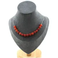 Bijoux Pierres et Minéraux. Collier 15 perles Agate rouge 8 mm. Chaine en acier inoxydable Collier femmes, hommes. Taille personnalisable.