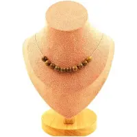 Bijoux Pierres et Minéraux. Collier 10 perles Bois 8 mm. Chaine en acier inoxydable Collier femmes, hommes. Taille personnalisable.
