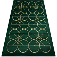 Rugsx Tapis EMERALD exclusif 1010 glamour, élégant cercles bouteille verte / or 180x270 cm