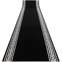 Rugsx TAPIS DE COULOIR BCF MORAD Grek grec noir 60 cm 60x1050 cm