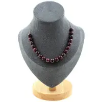 Bijoux Pierres et Minéraux. Collier 20 perles Grenat 8 mm. Chaine en acier inoxydable Collier femmes, hommes. Taille personnalisable.